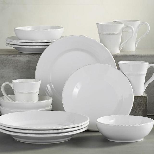 Gabriella 16-Piece Dinnerware Soup Bowl Set, White