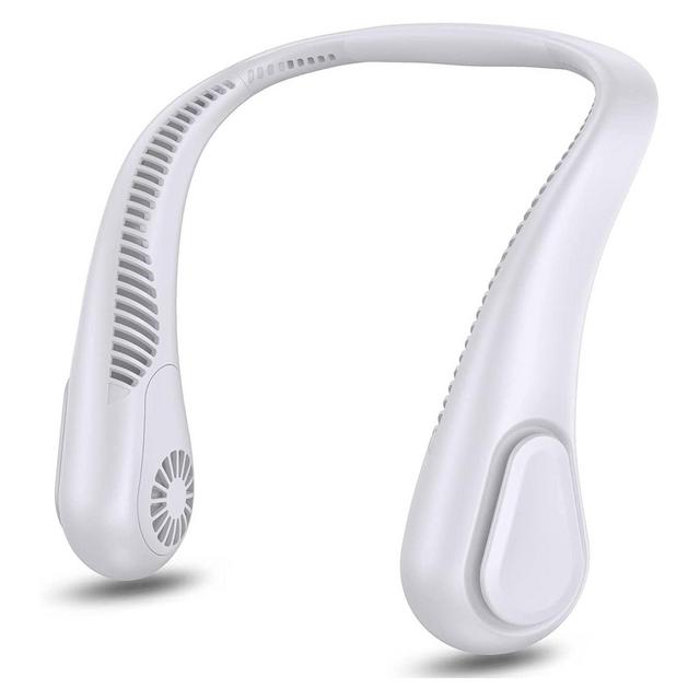 Panergy Bladeless Neck Fan Portable Personal Fan 5000mAh Rechargeable Battery Operated Wearable Fan - White