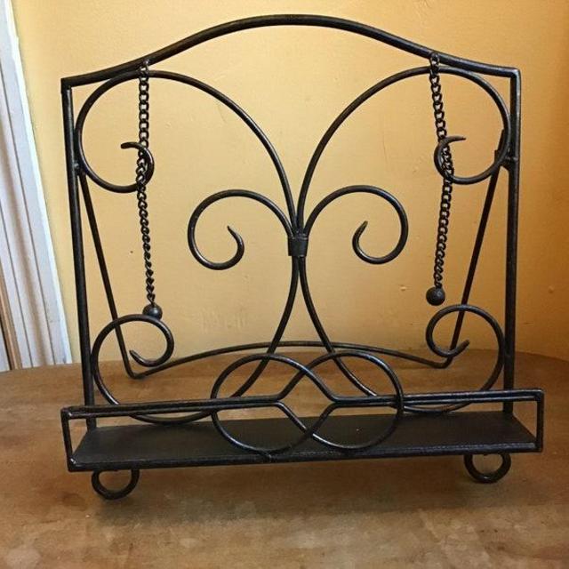 Vintage Black Scrolled Metal Book Stand, Book Holder, Tablet Holder