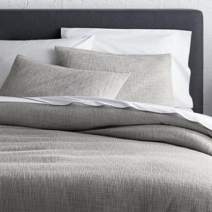 Crate & Barrel | Lindstrom Grey Queen Duvet Cover