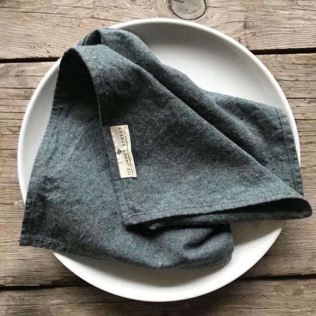 set of 8 EVERGREEN: organic cloth napkins | recycled organic cotton + hemp | everyday cloth napkins | zero waste kitchen | natural table linens