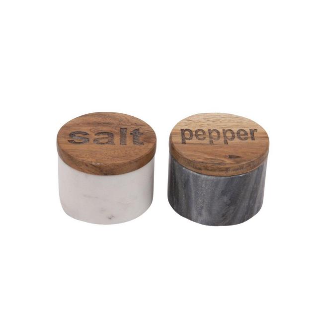 Creative Co-Op Marble Salt and Pepper Shaker Set
