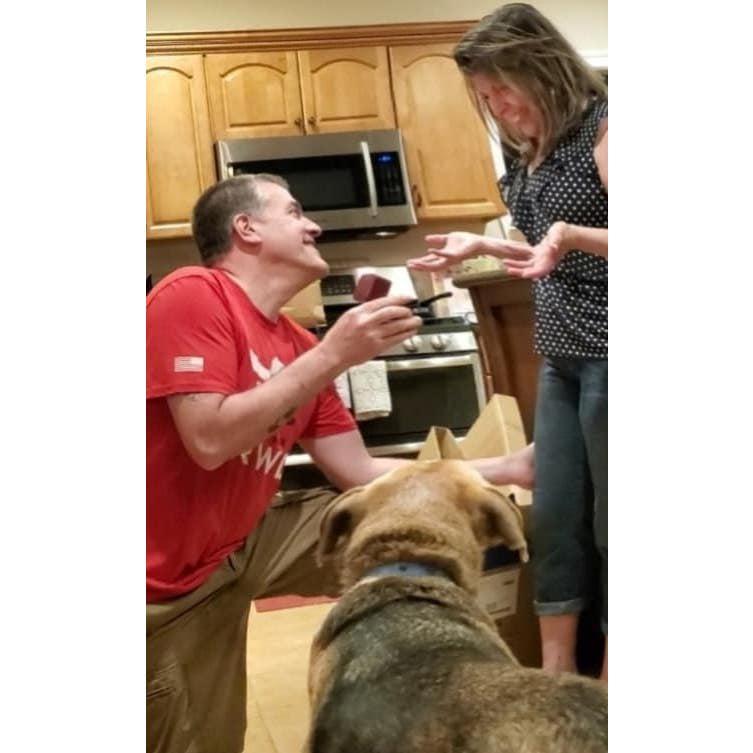 For months before proposing, Dan was dropping down on one knee…to tie his shoe, or to pick something up. So when the moment actually arrived, I didn’t believe him!