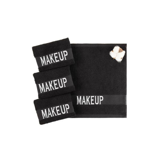 American Soft Linen Turkish Makeup Remover Face Cloth, 100% Cotton Makeup Towels, 4 Packed Face Towels, 12x12 inches, Black