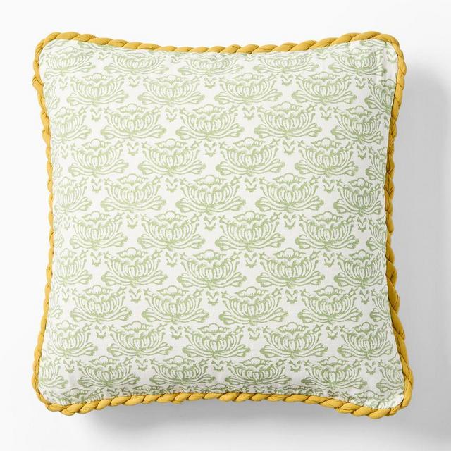 Rhode Lotus Pillow Cover, 20x20, Fair Green/Dijon