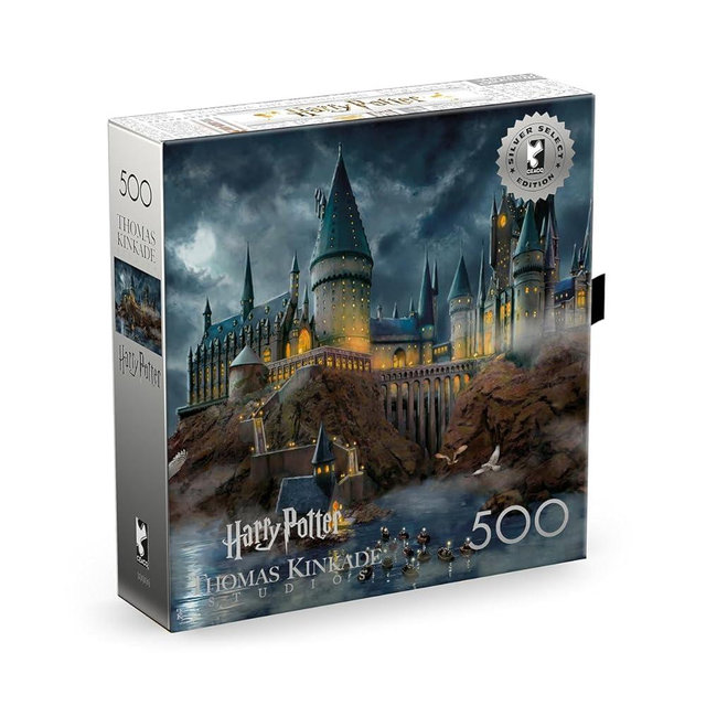 Ceaco 500 Piece Thomas Kinkade Hogwarts Castle Puzzle for Adults, Silver Select - 500 Piece Jigsaw Puzzle - Challenging and Colorful Puzzle for Adults – Precision-Cut Pieces, Beautiful Artwork
