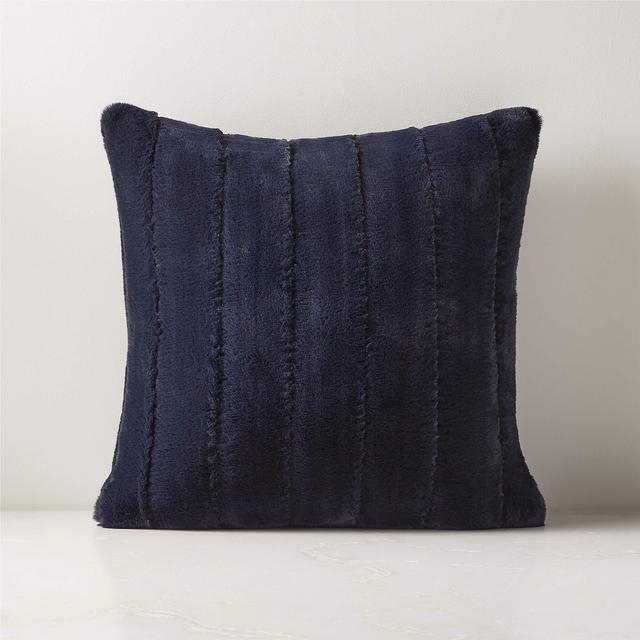 18" Channel Salute Faux Fur Throw Pillow with Feather-Down Insert