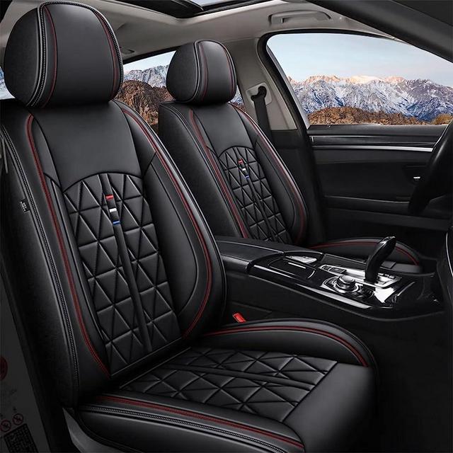 DISUTOGO Car Seat Covers Fit for Toyota Highlander 2008-2023 Seat Covers Full Set Faux Leather Waterproof Vehicle Seat Cushion Airbag Compatible Black(5 Seats &2 Rows)