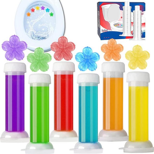 Toilet Gel Stamp, 6Pcs/72 Count Flower Fragrance Bathroom Deodorizer Bowl Cleaner Toilet Wand Refills
