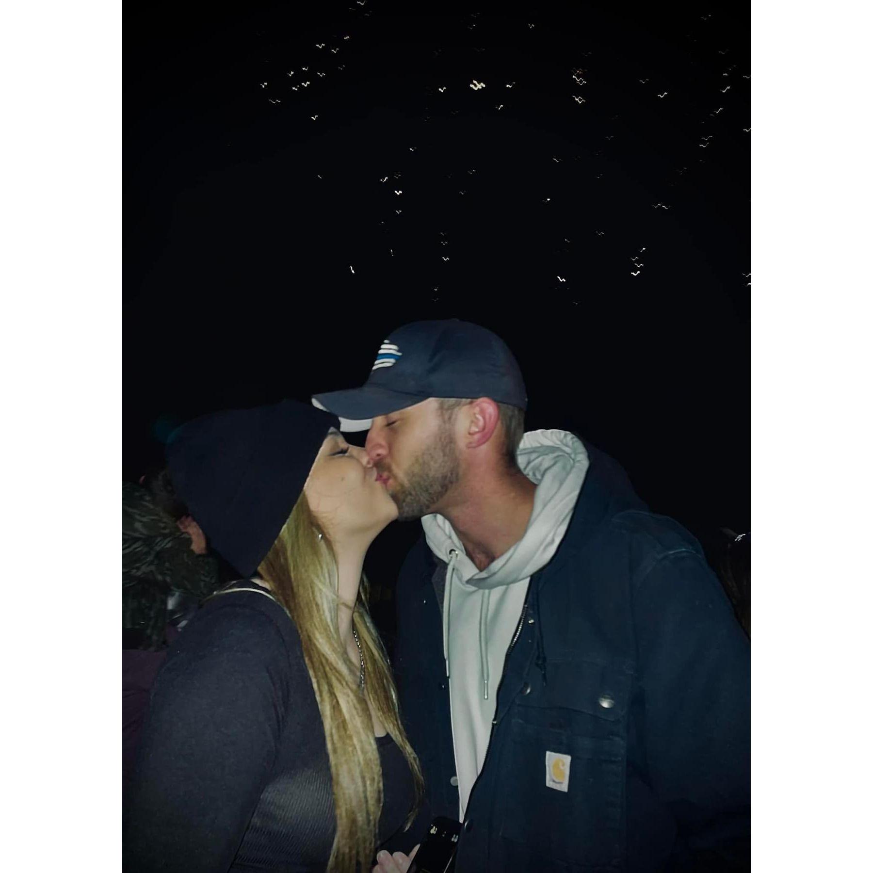 Kissing under the fireworks!