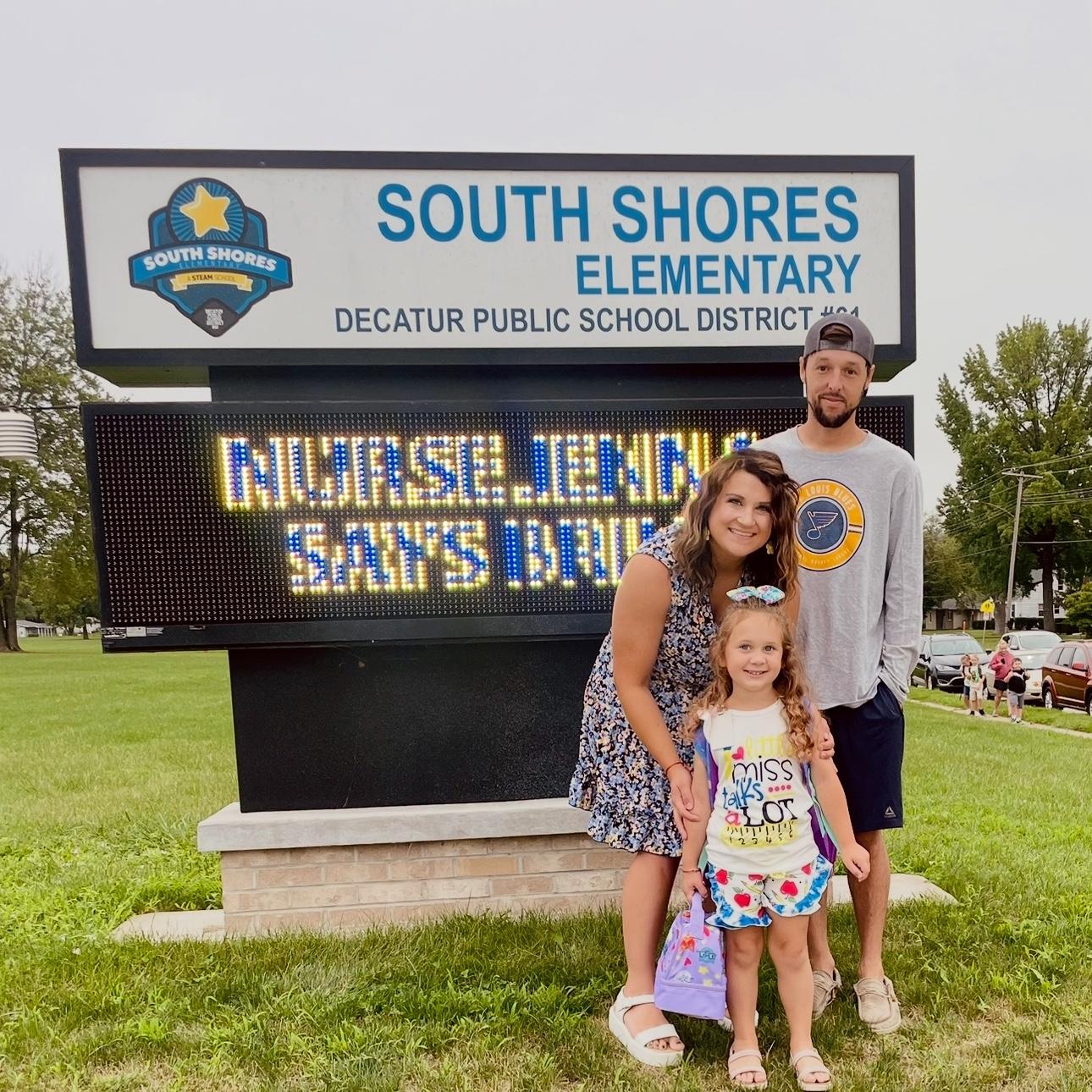 Brielle’s first day of school- family picture together