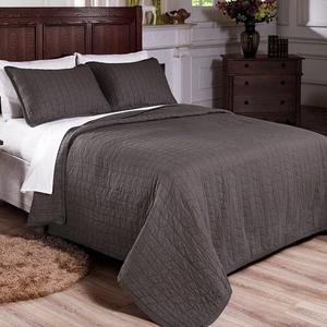 Chezmoi Collection 3-Piece Vintage Washed Solid Cotton Quilt and Shams Set, Full/Queen, Gray