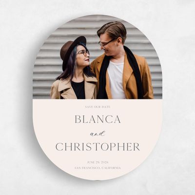 Beige Oval Wedding Save the Date - Gendron Photo