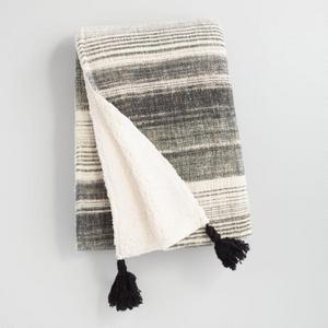 Grey Print Sherpa Throw Blanket