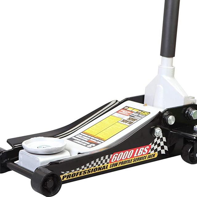 Torin T83505W Blackjack Hydraulic Low Profile Steel Racing Floor Jack with Single Piston Quick Lift Pump, 3 Ton (6,000 lb) Capacity, Black