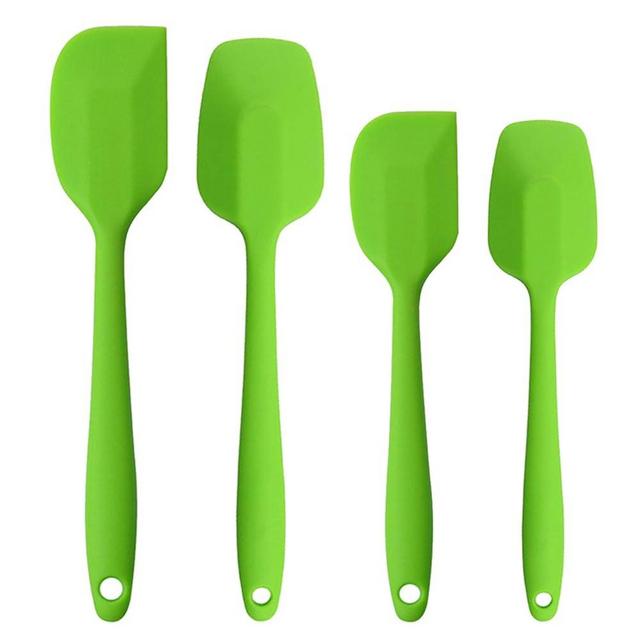 Silicone Spatulas Set, Rubber Spoon Spatula Heat Resistant Spoonula One Piece Design Seamless Spatula Non-Stick Scrapers Baking Mixing Tool (Green)