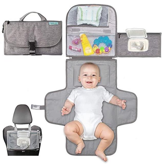 Portable Diaper Changing Pad, Portable Changing pad for Newborn boy & Girl- Baby Changing Pad with Smart Wipes Pocket – Waterproof Travel Changing Station kit - Baby Gift by Kopi Baby
