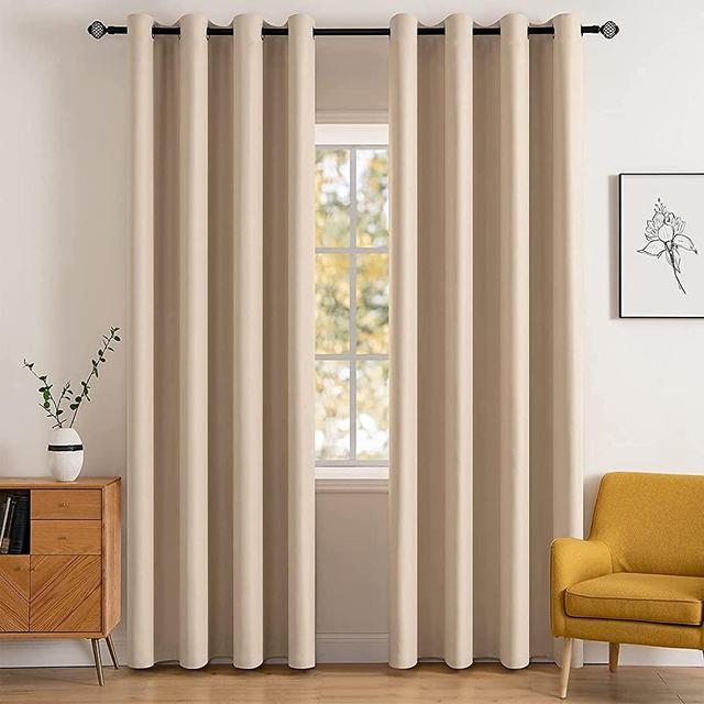 MIULEE Room Darkening Curtains Thermal Insulated Drapes Solid Window Treatment Set Grommet Top Light Blocking Blackout Curtain for Living Room/Bedroom 2 Panels 52 x 84 inch Beige