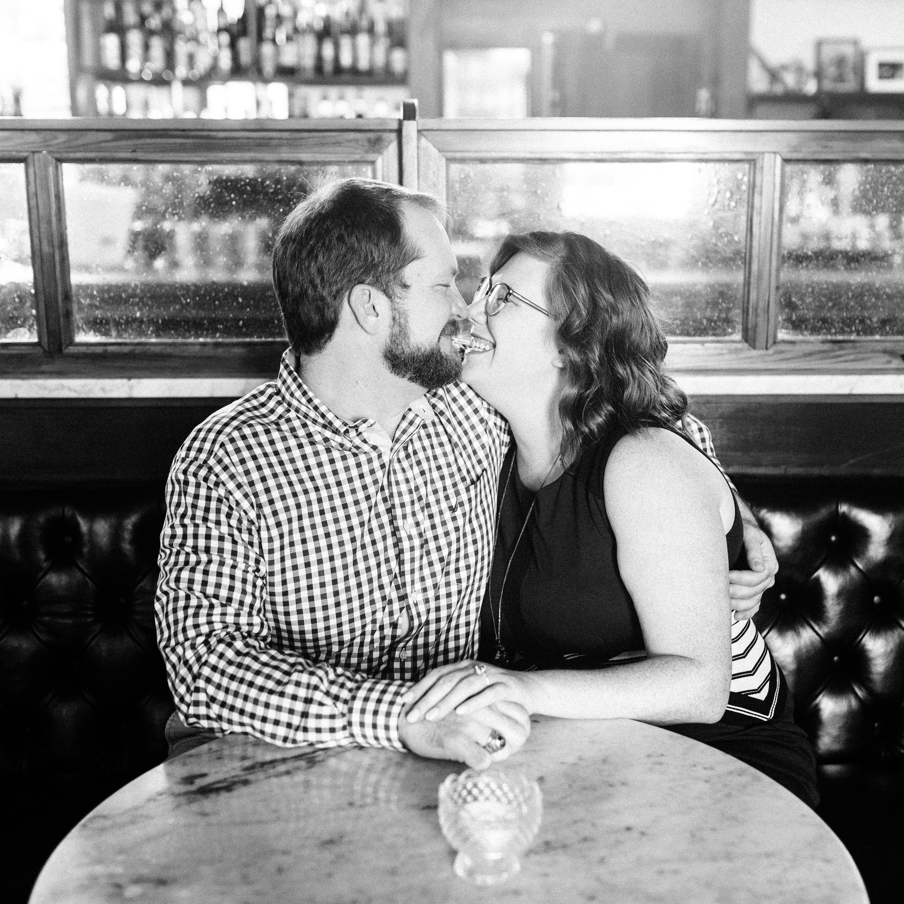 Our Engagement Photos at our favorite restaurant: The Kimball House! Photo was taken by our photographer and friend: Maile Lani