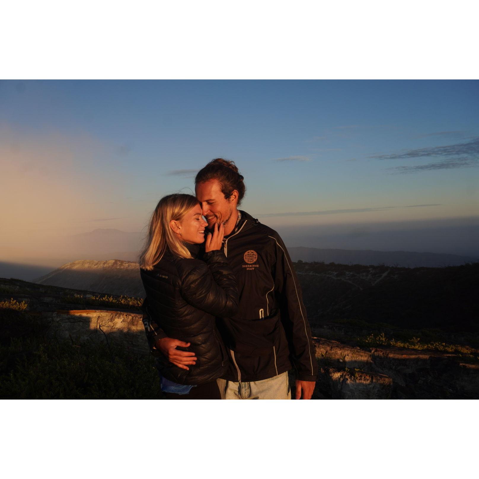 "Just the two of us, creating memories in foreign lands..." Climbing volcanoes in Java, Indonesia