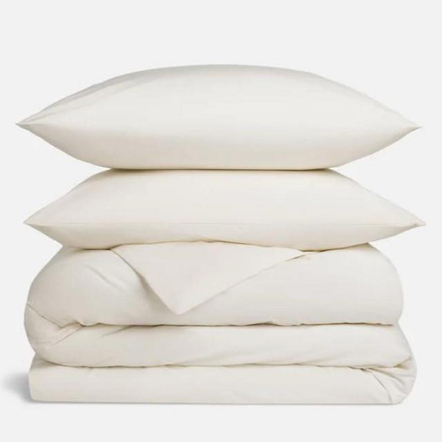 Brooklinen Luxury Sateen Duvet Cover Set - 100% Cotton, Full/Queen Size, Cream - Includes 1 Duvet Cover and 2 Standard Pillowcases | Best Luxury Sheets