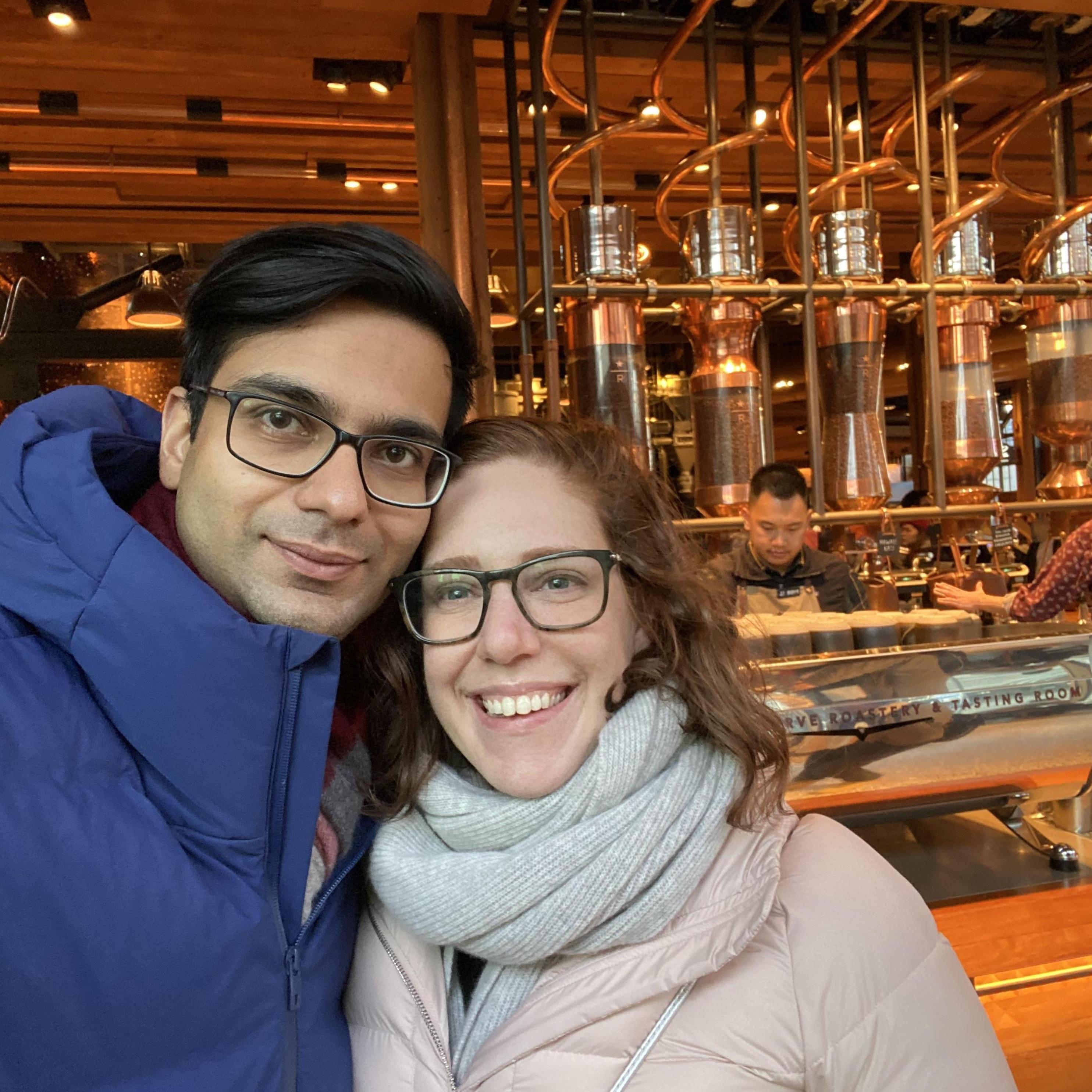 Emma and Mil at the Starbucks roastery in Seattle