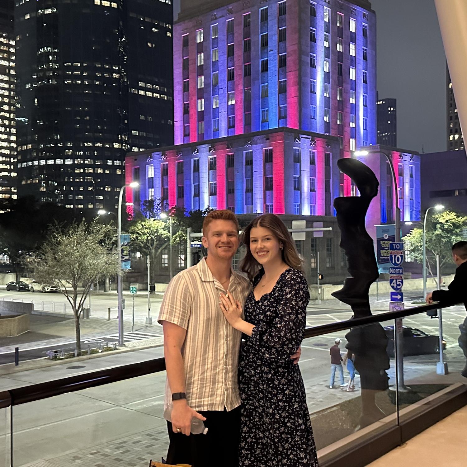 03/14/2025. Madeline surprised Caleb with tickets to go see the national tour of Hamilton in Houston over Spring Break!