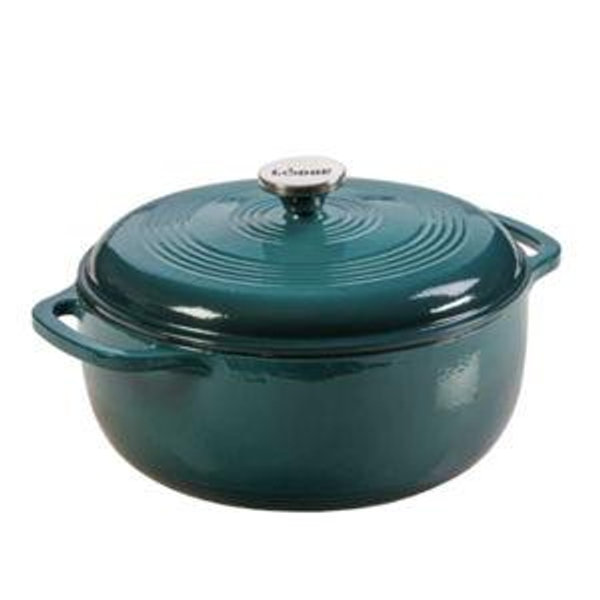 Lodge Essential Enamel Cast Iron Dutch Oven - Perfect for Bread Baking, Braising, Marinating & Slow Cooking - Features Moisture-Sealing Lid & Dual Handles - Kitchen Essentials - 6 Quarts - Lagoon