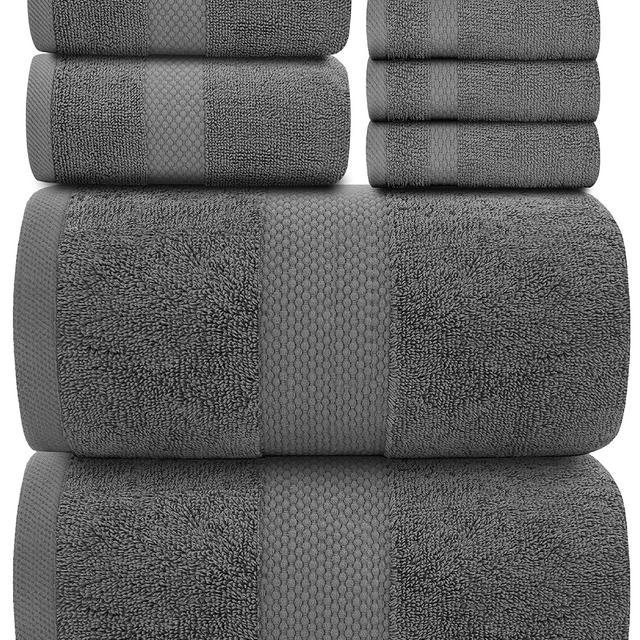 White Classic Grey Bath Towel Set