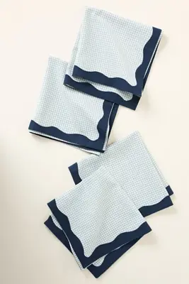 Ruby Scallop-Border Napkins, Set of 4