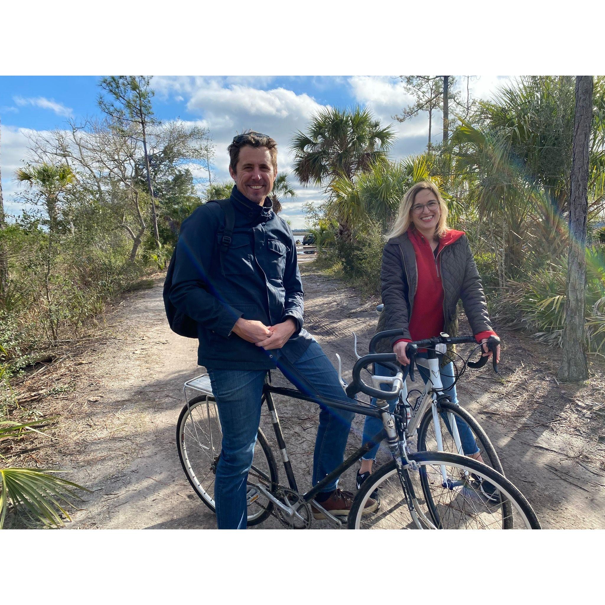 Biking on Dutton Island in Atlantic Beach.