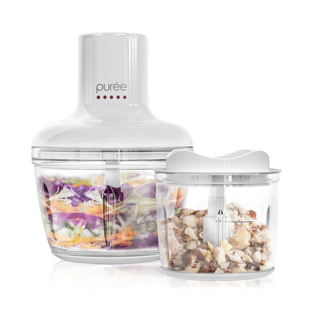Tzumi Puree 8.5-Cup Food Processor with Stainless Steel Blades, White