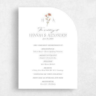 White Half arch Wedding Program - Marlowe