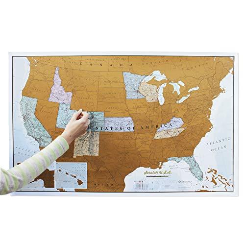Maps International Scratch Off Map of The US – USA Wall Map – Scratch Off – Detailed Cartography - US States - National Parks - 36 x 24