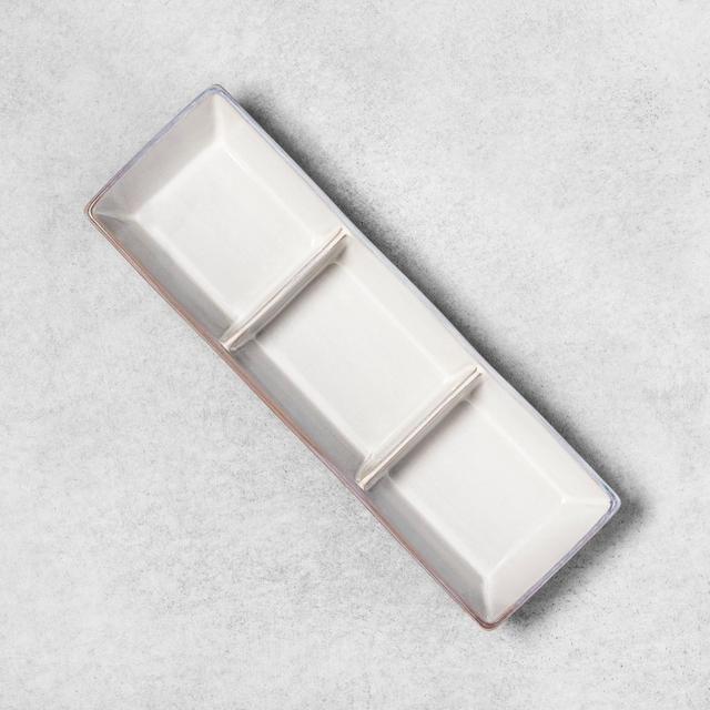 Stoneware Reactive Divided Serving Tray Gray - Hearth & Hand™ with Magnolia