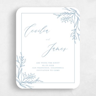 Blue Rounded Wedding Save the Date - Bellevue Portrait
