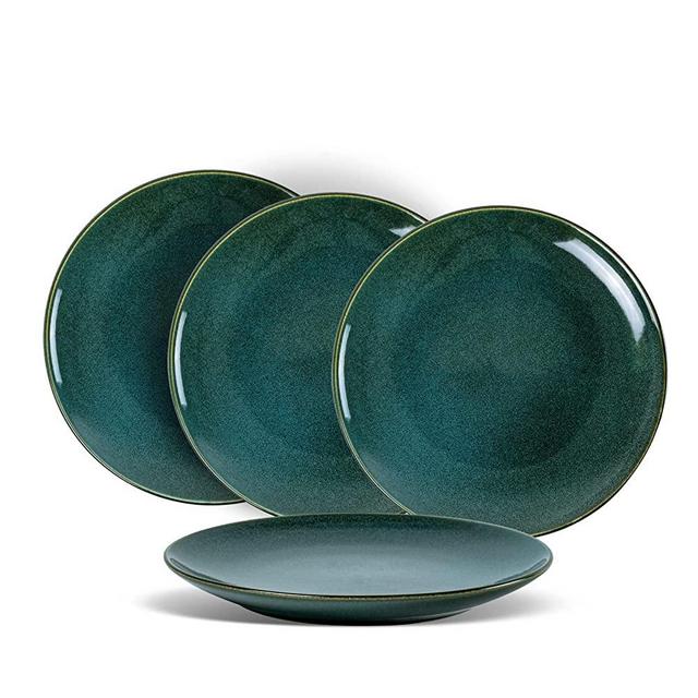 UNICASA Ceramic Dinner Plates - Large Dessert, Salad Plate 10.25 Inch Set of 4 for Steak, Pasta, Dinnerware Sets - Porcelain Serving Dishes, Dishwasher, Microwave & Oven Safe, Olive