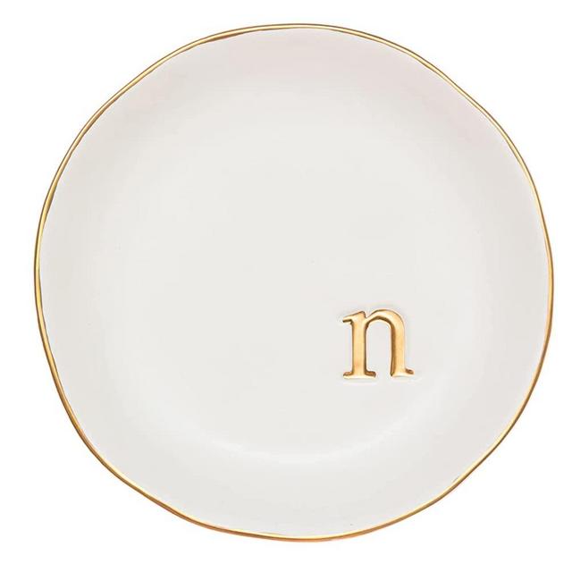 COLLECTIVE HOME - Ceramic Jewelry Tray, Decorative Trinket Dish for Rings Earrings Necklaces Bracelet Watch Keys, Birthday Mother's Day Christmas Gift for Women, 4.75", White Surface (N)