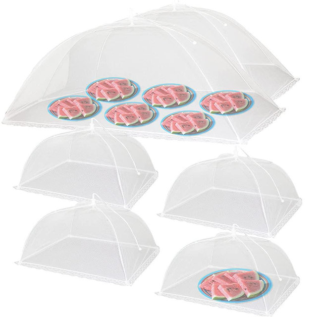 Simply Genius Mesh Food Cover Set, 2 Jumbo (47”x26”) & 4 Large (17”x17”) Pop-Up Food Tents/Food Covers For Outdoors, Reusable and Collapsible, Food Nets, 6 Pack