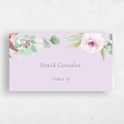 Lilac, Purple Wedding Place Card - Cricket