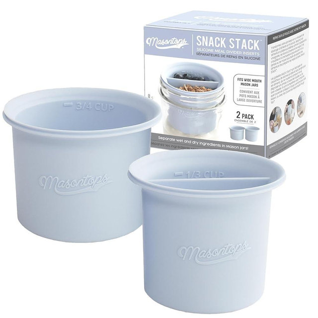 Masontops Snack Stack - Mason Jar Dividers for Wide-Mouth Jars, Overnight Oats & Salad Meal Prep Containers