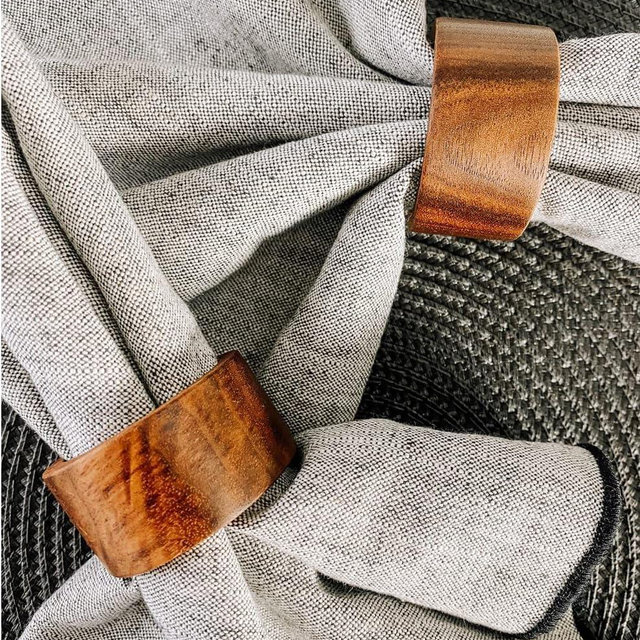 ARNCRAFT Napkin Holder Set of 12 Handmade Acacia Wood Dining Table Napkin Ring Classic Everyday Thanksgiving Holiday Christmas Festive Party Gift Farmhouse Décor