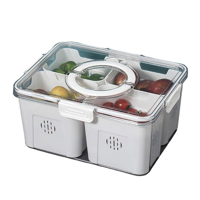 Quincry Fridge Organizer with Lids，Stackable Refrigerator Organizer Bins, Removable Containers for Food and Storage，For Fruit,Refrigerator Tissue,Vegetables,Food And Beverages (4 Compartments-White)