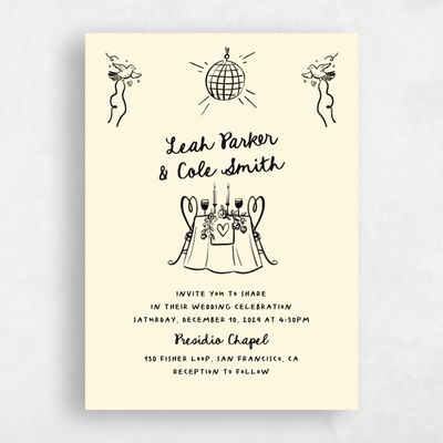 Cream, Beige Wedding Invitation - Gilda Portrait