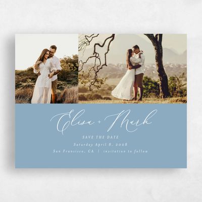Dusty Blue Wedding Save the Date - Marlow Multiphoto