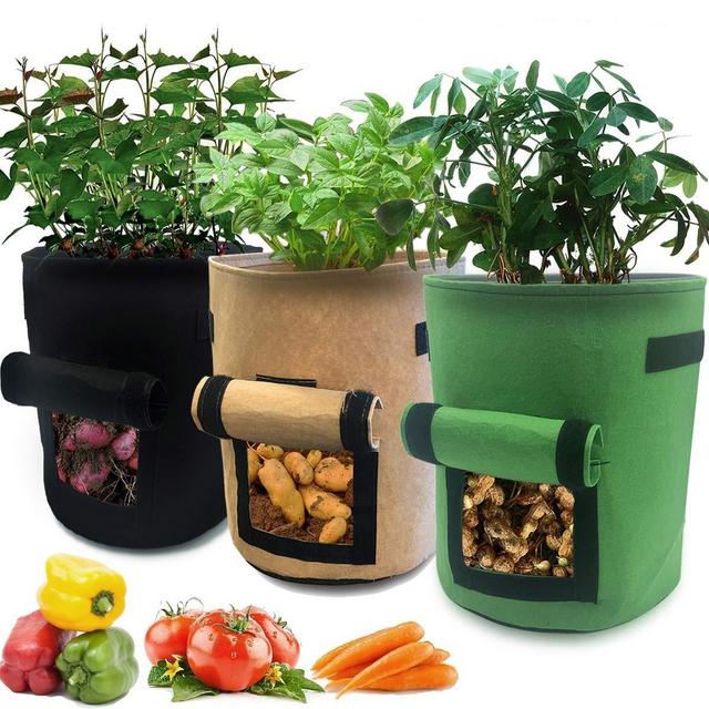 Nicheo 3 Pcs 6.5 Gallon Garden Boxes, Easy to Harvest, Planter Pot with Flap and Handles, Garden Planting Grow Bags for Potato Tomato and Other Vegetables, Breathable Nonwoven Fabric Cloth