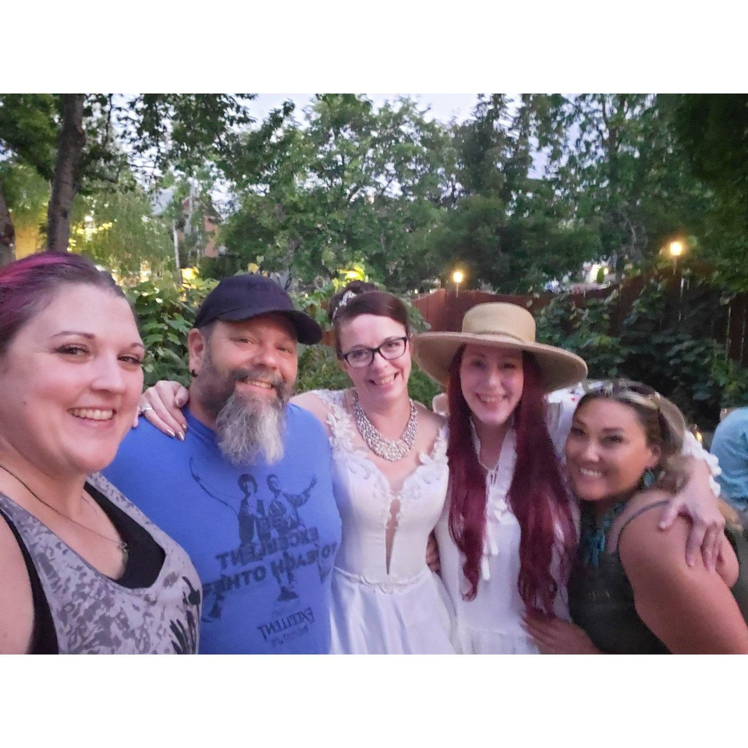 Celebrating Stephanie and Danny's wedding back in Utah, with Stephanie, Holly, and Tiffany