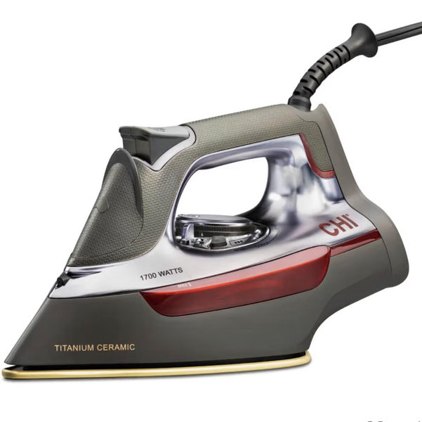CHI Steam Iron for Clothes with 300+ Holes for Powerful Steam ing, Temperature Guide Dial, 1700 Watts, XL 10’ Cord, 3-Way Auto Shutoff, Titanium Infused Ceramic Soleplate, Silver (13101)
