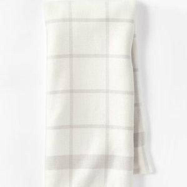 Dual Sided Terry Kitchen Towel Cream/Light Gray - Figmint™: Reversible Cotton, Stripe Pattern, 28"x18", OEKO-TEX Certified