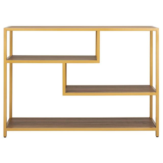 Reese Geometric Console Table Walnut/Gold - Safavieh